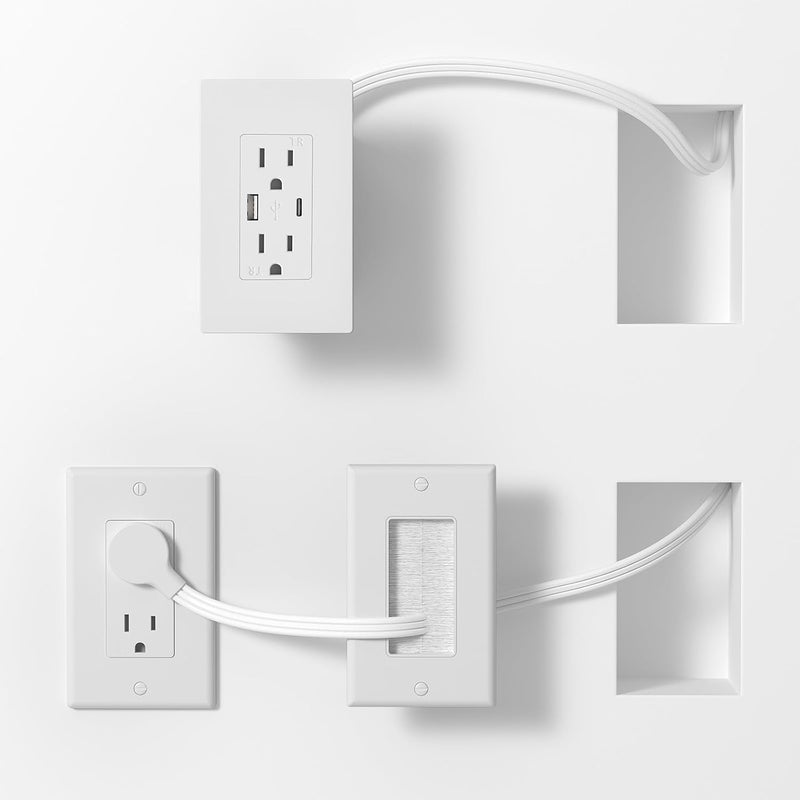 Celendor in Wall Cable Management Kit,Recessed Outlet Box for Wall Mount TV,Recessed Power Box with AC/USB Ports & 9.8ft Extender for Unreachable Outlets,Hide TV Cords & Cables - Image 1